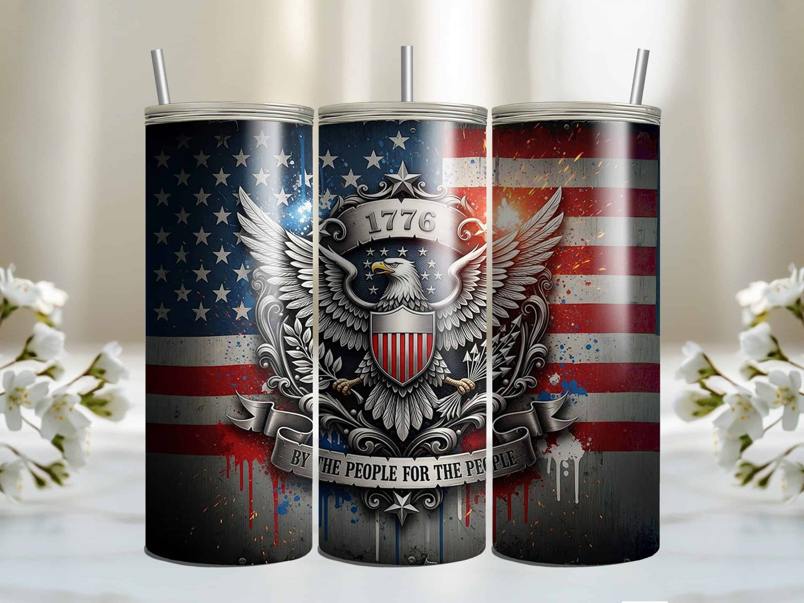 1776 Eagle By The People For The People 20oz Sublimation Tumbler - Image 4