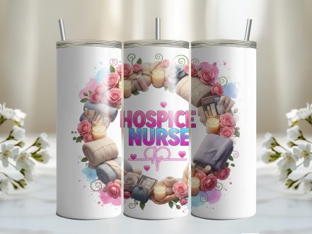 Hospice Nurse 20oz Sublimation Tumbler – Compassion & Comfort Wreath Design for Caring Nurses - Image 2