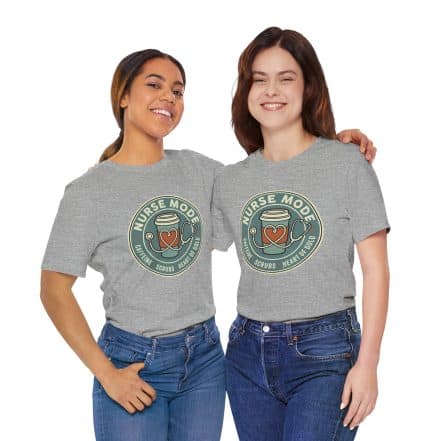 Nurse Mode Bella Canvas 3001 T-Shirt – Caffeine, Scrubs, Heart of Gold Retro Nurse Tee - Image 24