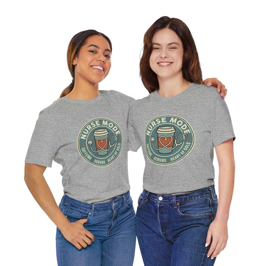 Nurse Mode Bella Canvas 3001 T-Shirt – Caffeine, Scrubs, Heart of Gold Retro Nurse Tee - Image 24