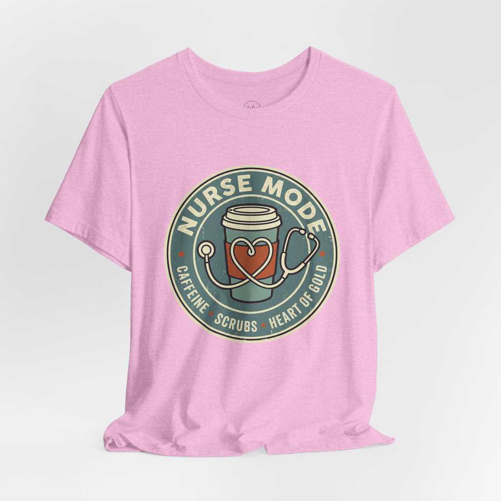 Nurse Mode Bella Canvas 3001 T-Shirt – Caffeine, Scrubs, Heart of Gold Retro Nurse Tee - Image 47