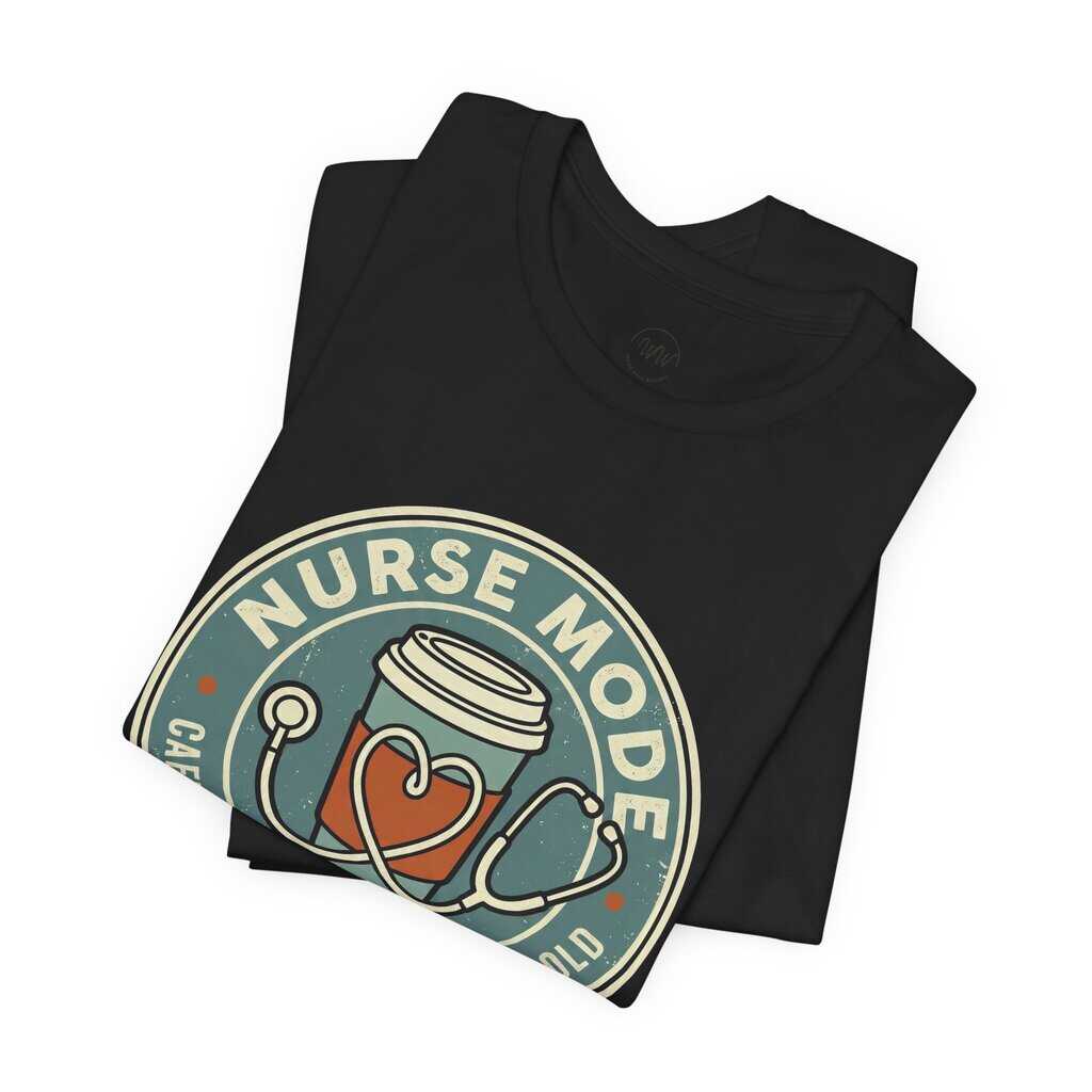 Nurse Mode Bella Canvas 3001 T-Shirt – Caffeine, Scrubs, Heart of Gold Retro Nurse Tee - Image 16