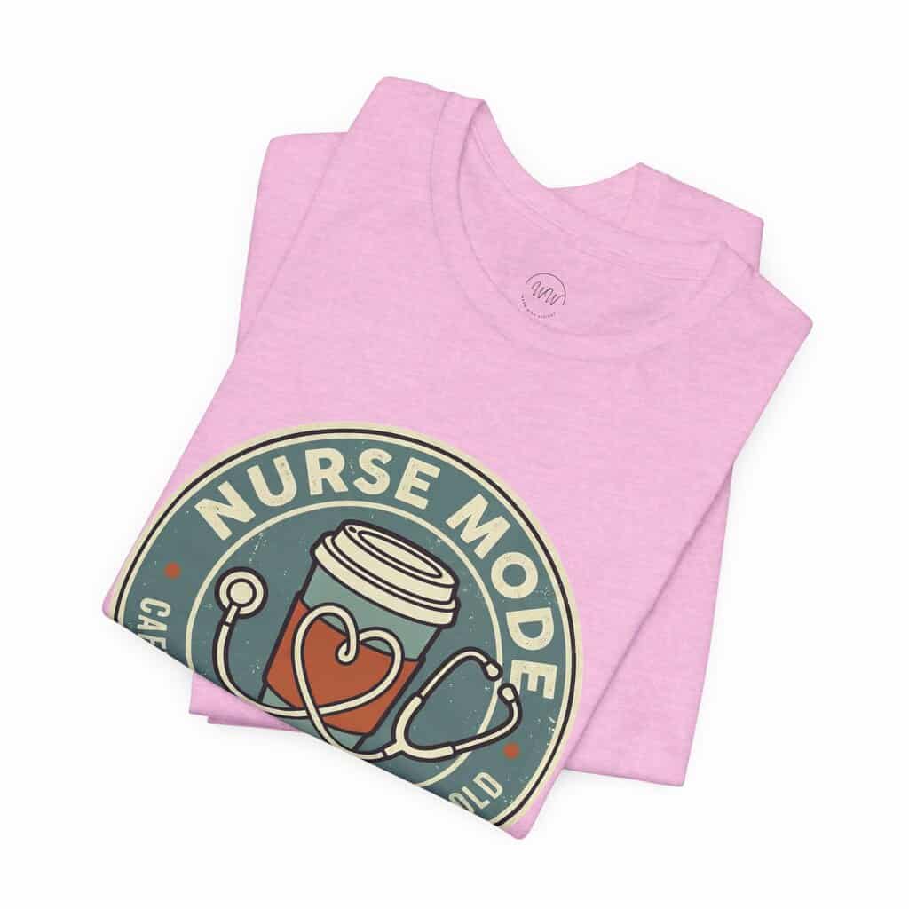 Nurse Mode Bella Canvas 3001 T-Shirt – Caffeine, Scrubs, Heart of Gold Retro Nurse Tee - Image 46