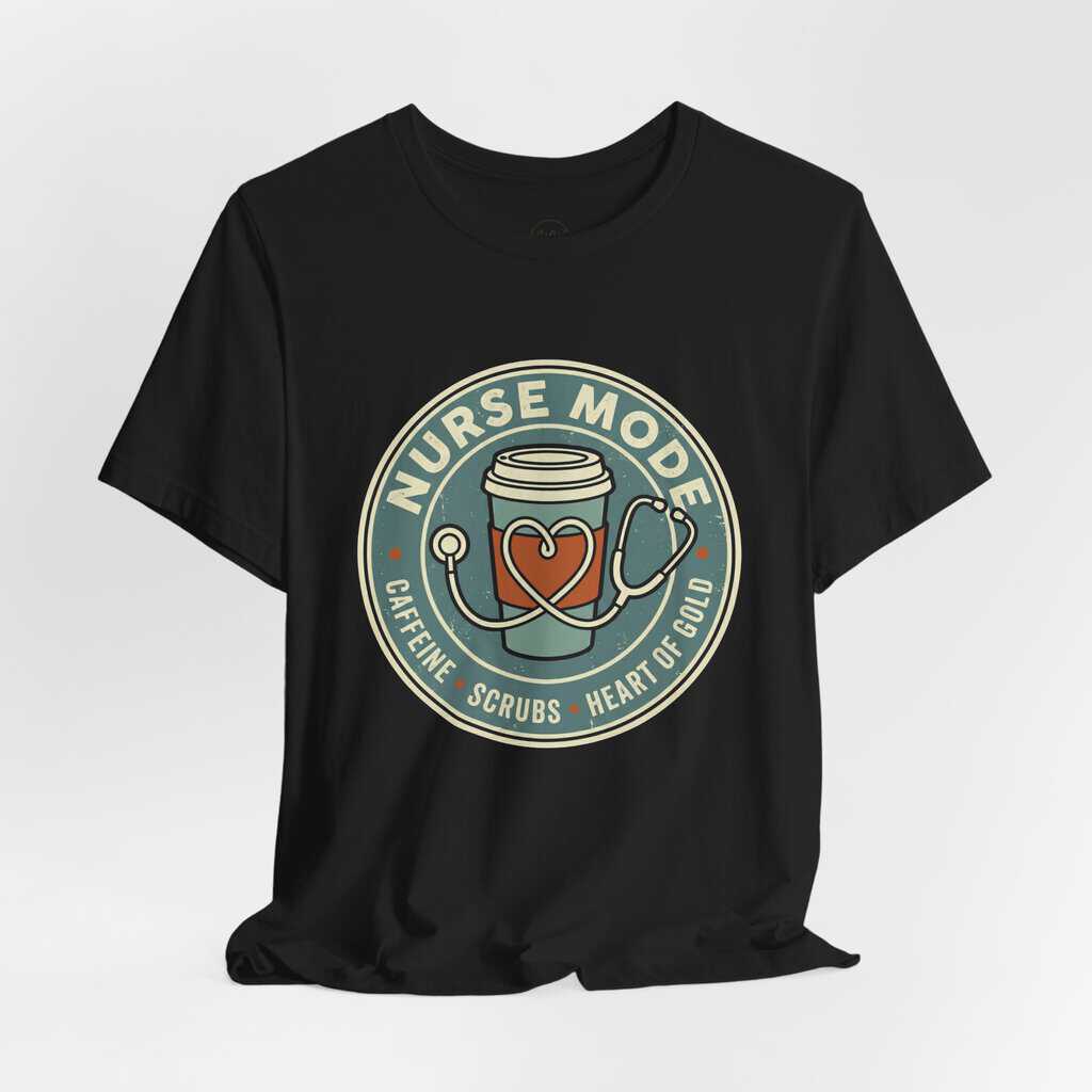 Nurse Mode Bella Canvas 3001 T-Shirt – Caffeine, Scrubs, Heart of Gold Retro Nurse Tee - Image 17