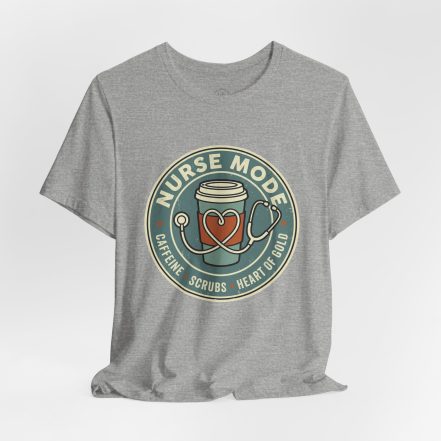 Nurse Mode Bella Canvas 3001 T-Shirt – Caffeine, Scrubs, Heart of Gold Retro Nurse Tee - Image 23