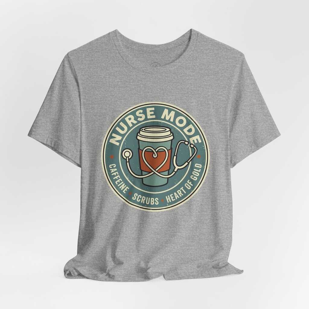 Nurse Mode Bella Canvas 3001 T-Shirt – Caffeine, Scrubs, Heart of Gold Retro Nurse Tee - Image 23
