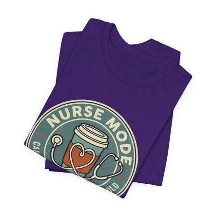 Nurse Mode Bella Canvas 3001 T-Shirt – Caffeine, Scrubs, Heart of Gold Retro Nurse Tee - Image 40