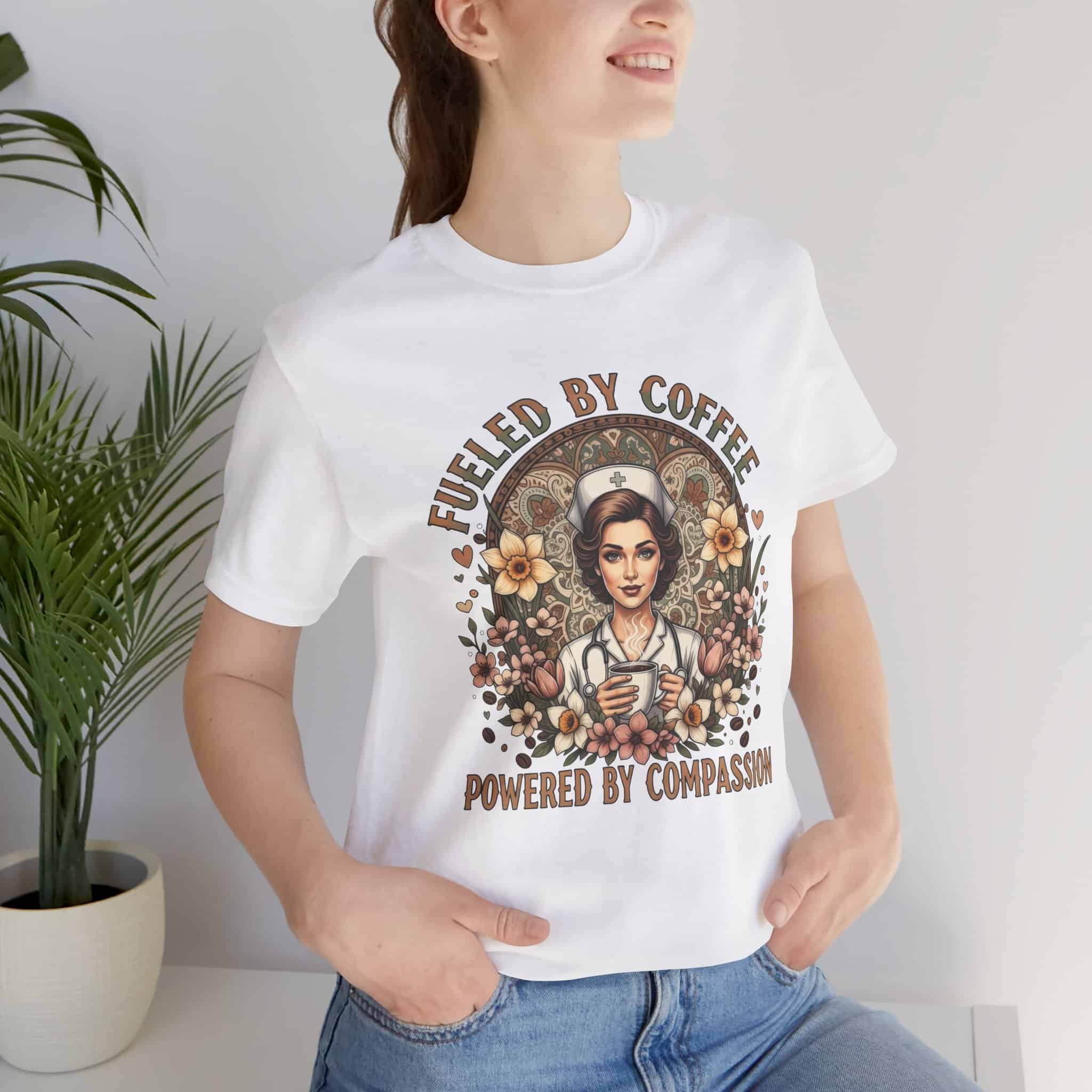 Coffee Nurse Tee — "Fueled by Coffee, Powered by Compassion" Graphic Shirt - Image 10