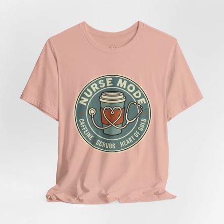 Nurse Mode Bella Canvas 3001 T-Shirt – Caffeine, Scrubs, Heart of Gold Retro Nurse Tee - Image 11