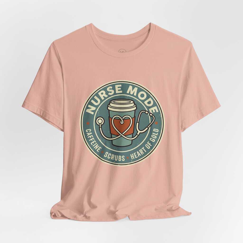 Nurse Mode Bella Canvas 3001 T-Shirt – Caffeine, Scrubs, Heart of Gold Retro Nurse Tee - Image 11