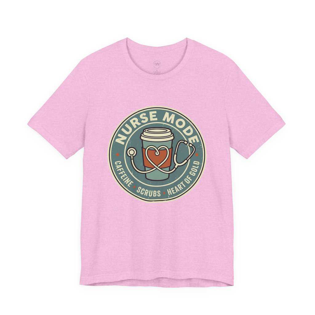 Nurse Mode Bella Canvas 3001 T-Shirt – Caffeine, Scrubs, Heart of Gold Retro Nurse Tee - Image 44