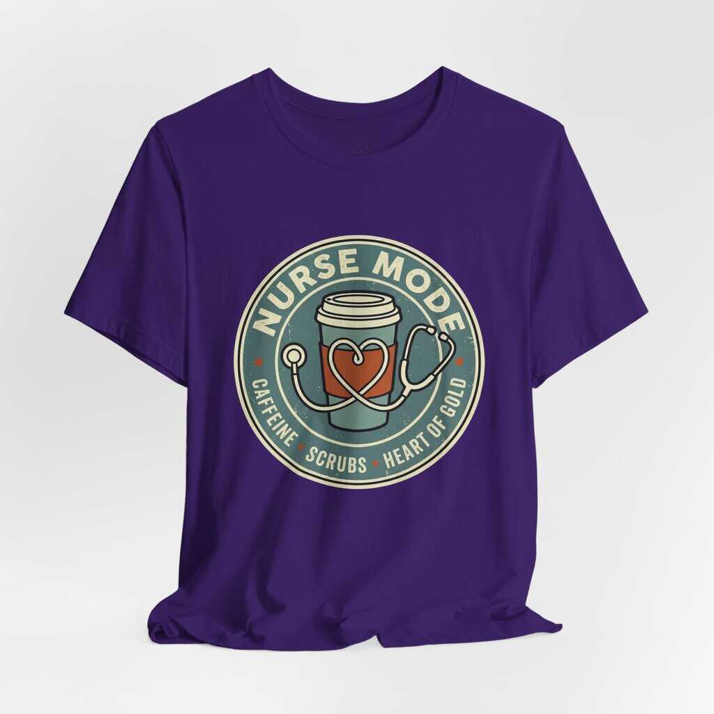 Nurse Mode Bella Canvas 3001 T-Shirt – Caffeine, Scrubs, Heart of Gold Retro Nurse Tee - Image 41