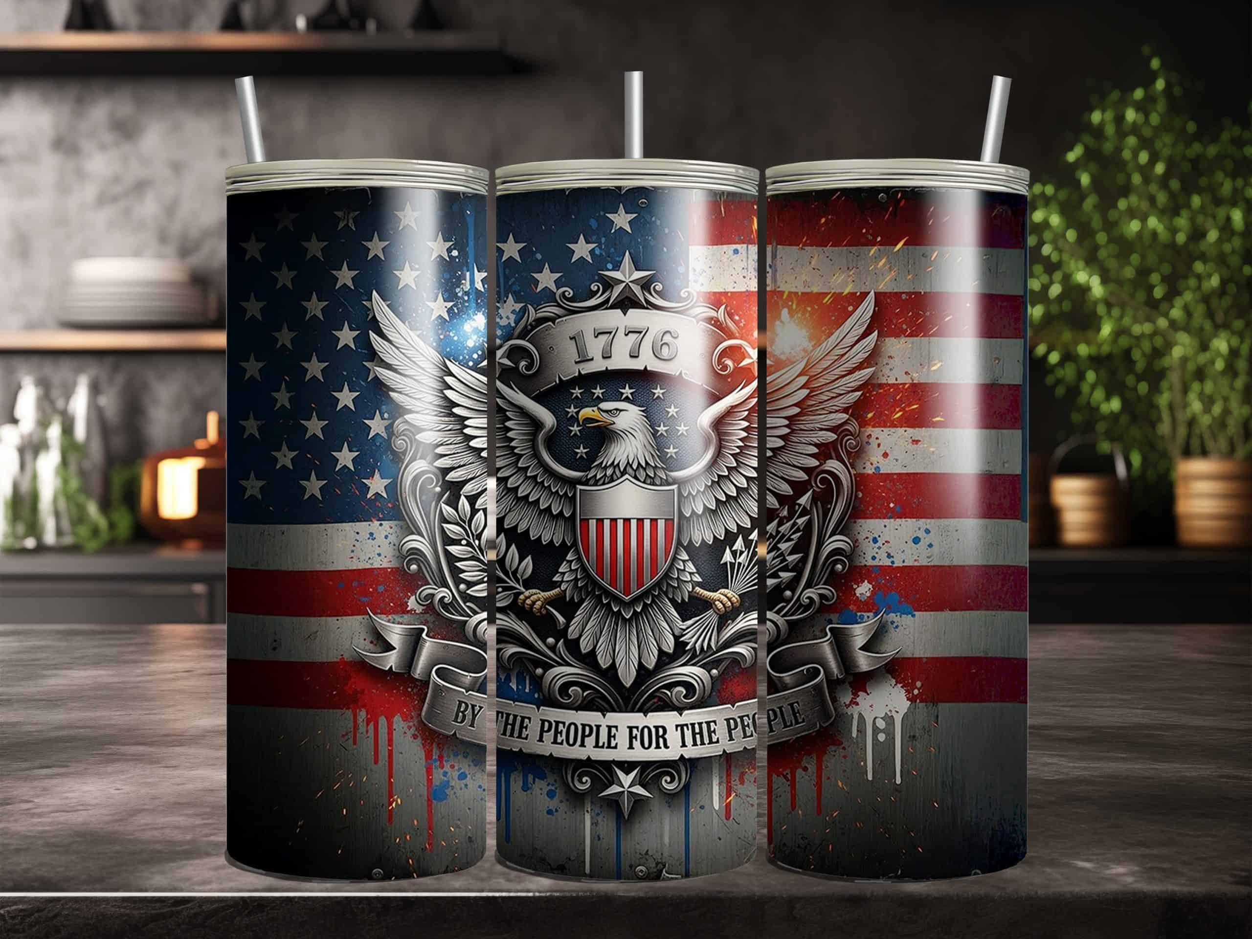1776 Eagle By The People For The People 20oz Sublimation Tumbler - Image 5