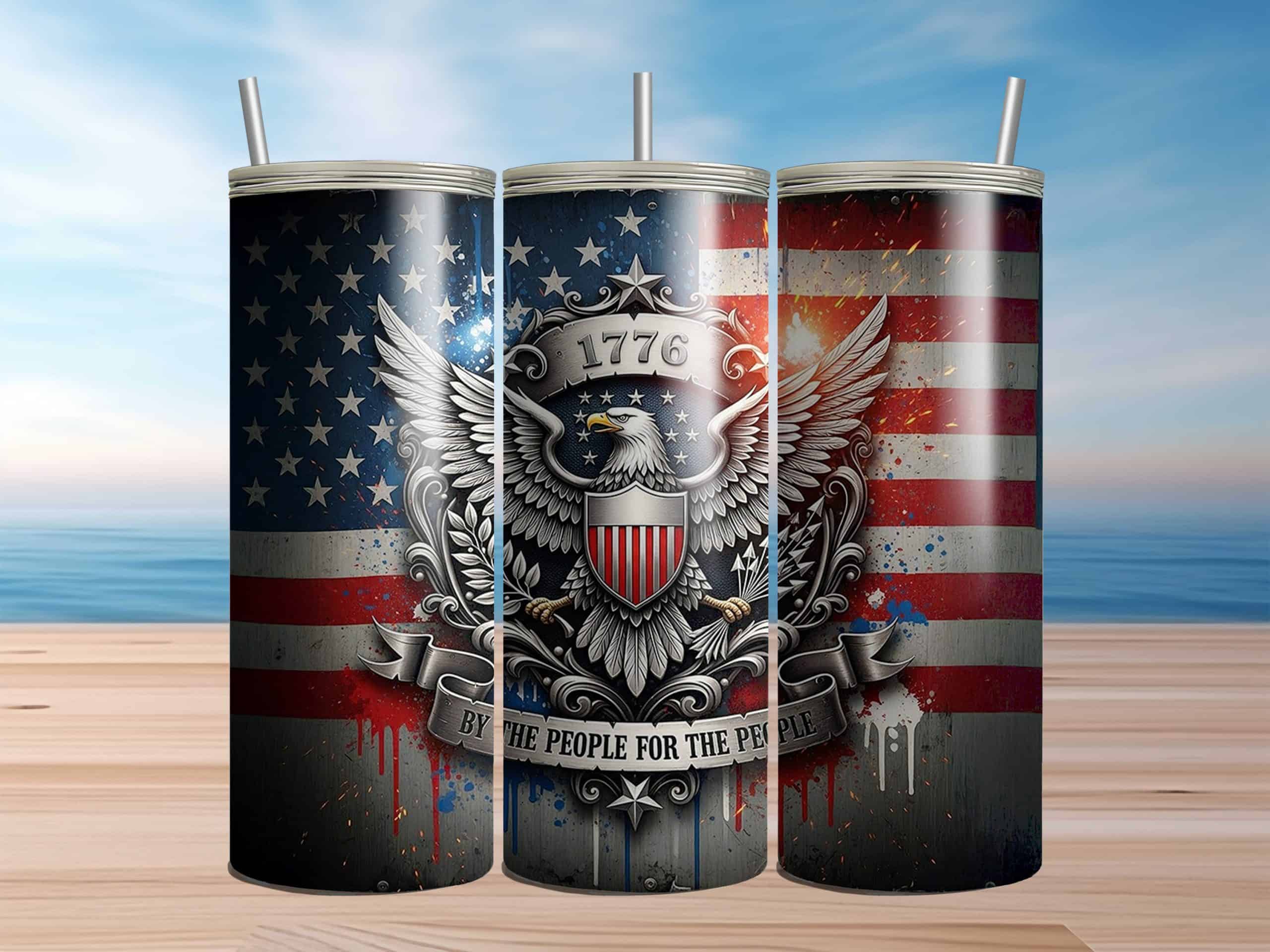 1776 Eagle By The People For The People 20oz Sublimation Tumbler - Image 2