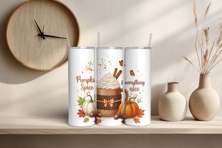 Pumpkin Spice and Everything Nice 20oz Sublimation Tumbler – Cozy Fall Coffee Cup Design - Image 4