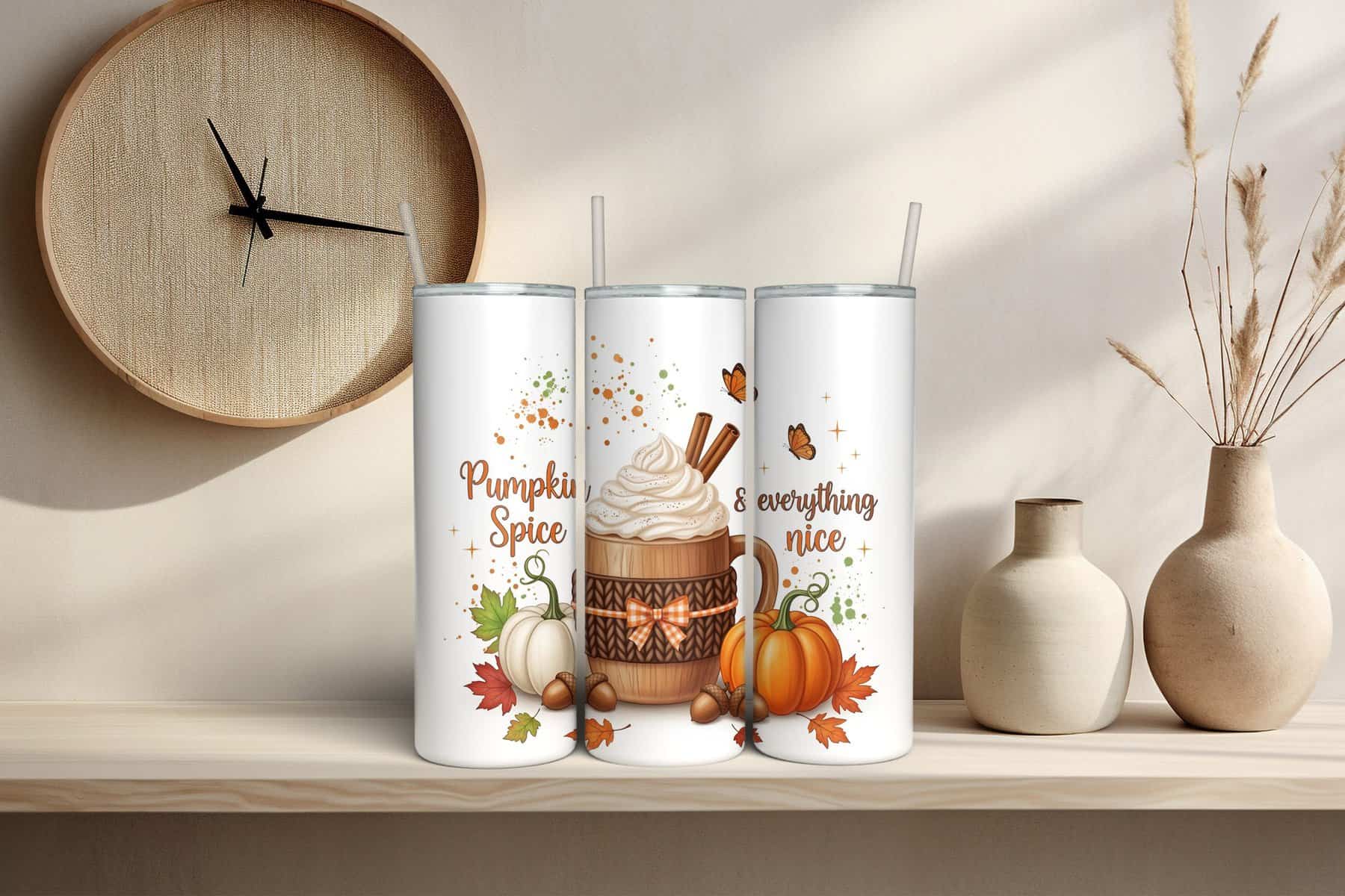 Pumpkin Spice and Everything Nice 20oz Sublimation Tumbler – Cozy Fall Coffee Cup Design - Image 4