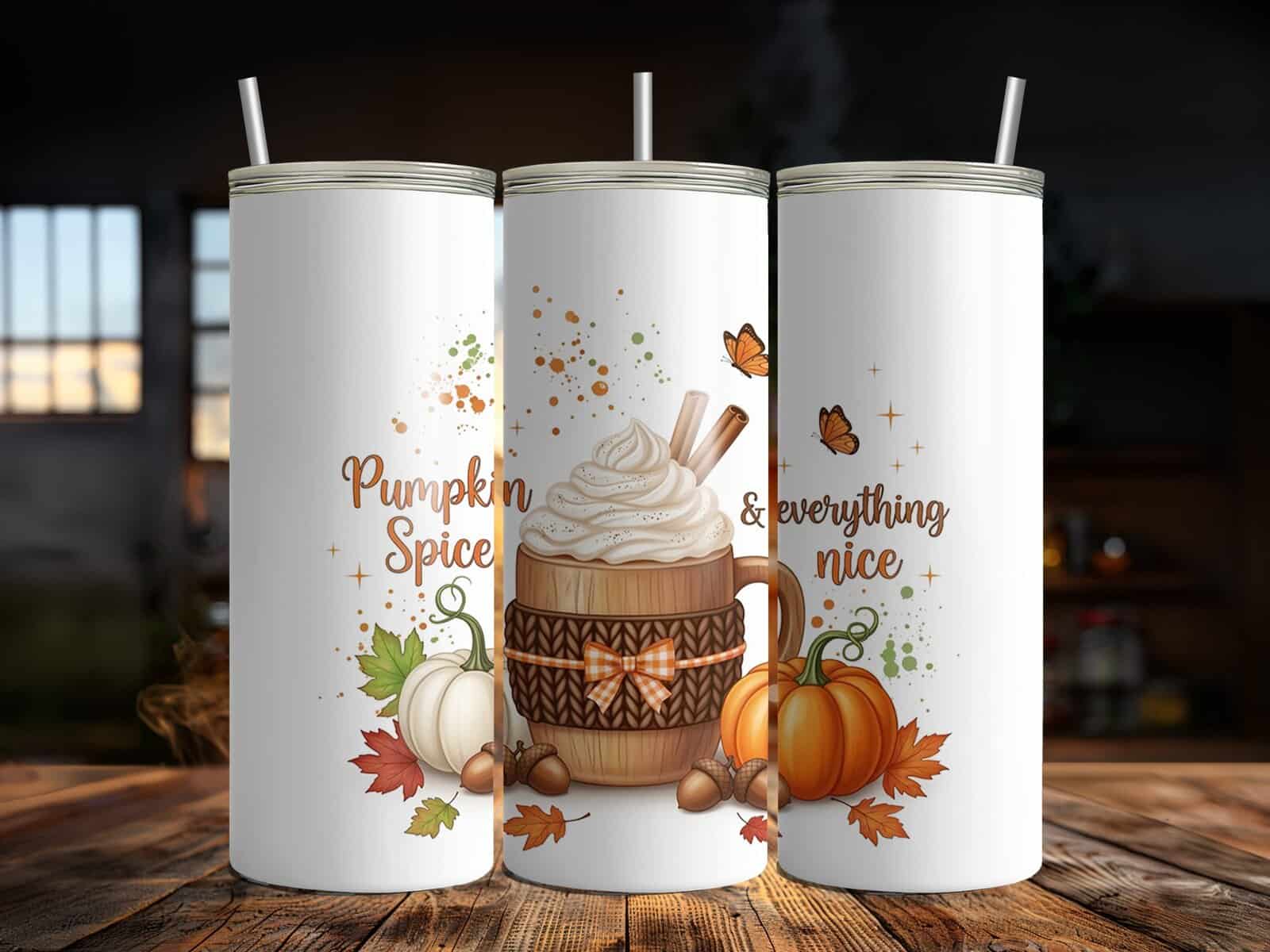 Pumpkin Spice and Everything Nice 20oz Sublimation Tumbler – Cozy Fall Coffee Cup Design - Image 5