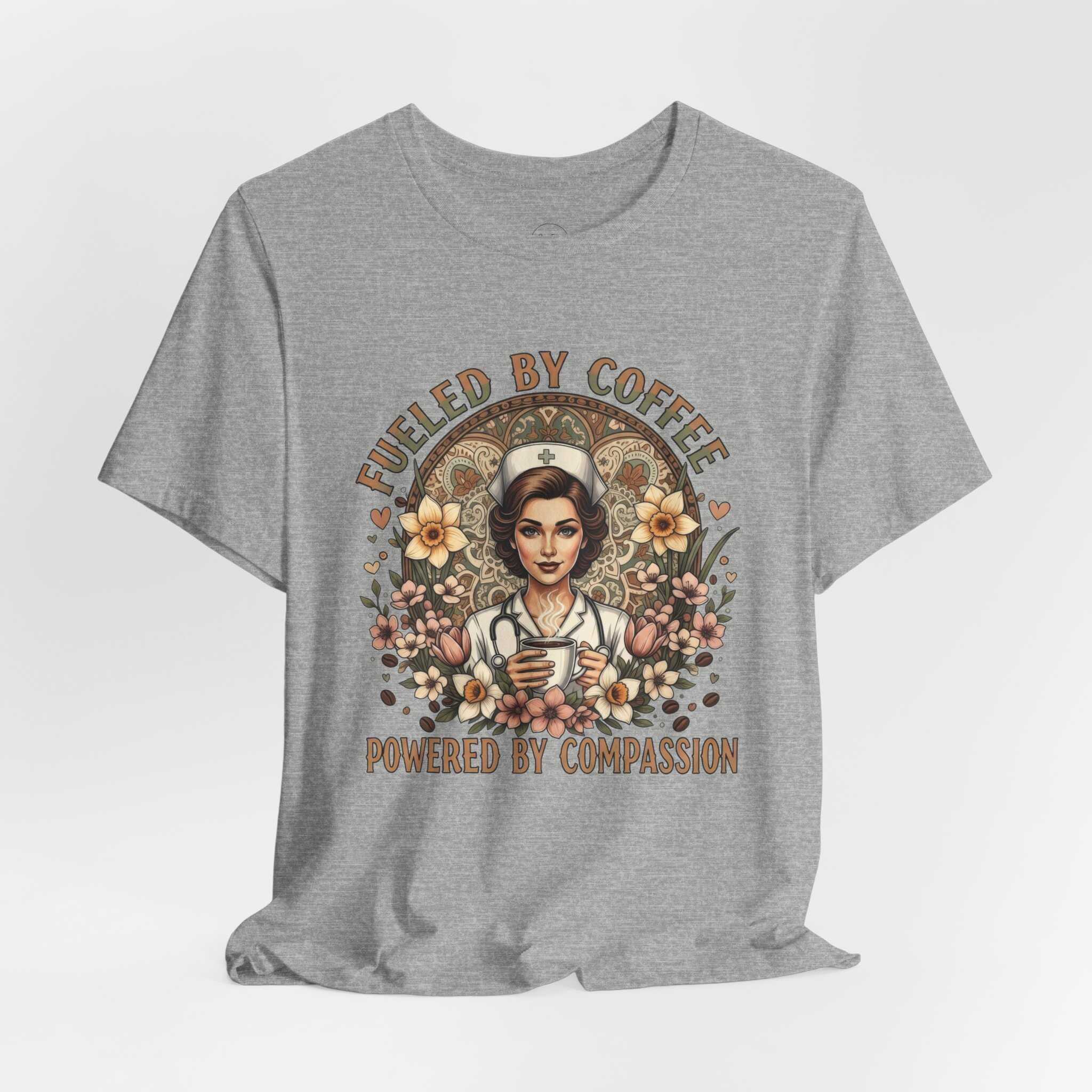 Coffee Nurse Tee — "Fueled by Coffee, Powered by Compassion" Graphic Shirt - Image 15