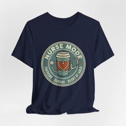 Nurse Mode Bella Canvas 3001 T-Shirt – Caffeine, Scrubs, Heart of Gold Retro Nurse Tee - Image 35
