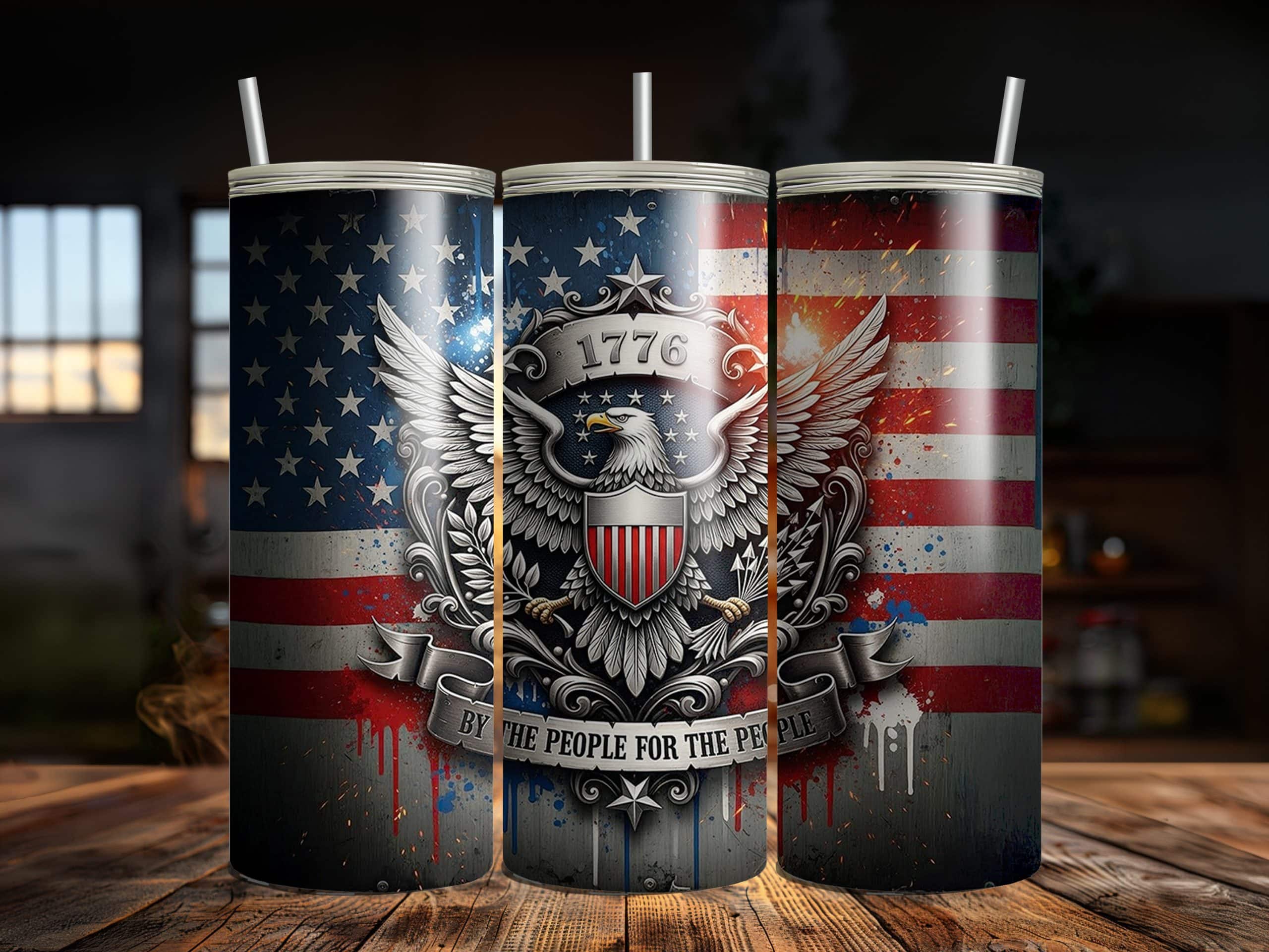 1776 Eagle By The People For The People 20oz Sublimation Tumbler - Image 3