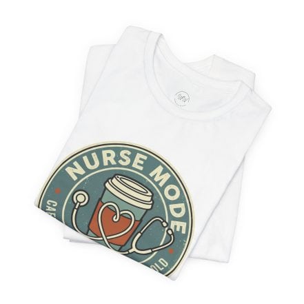 Nurse Mode Bella Canvas 3001 T-Shirt – Caffeine, Scrubs, Heart of Gold Retro Nurse Tee - Image 4