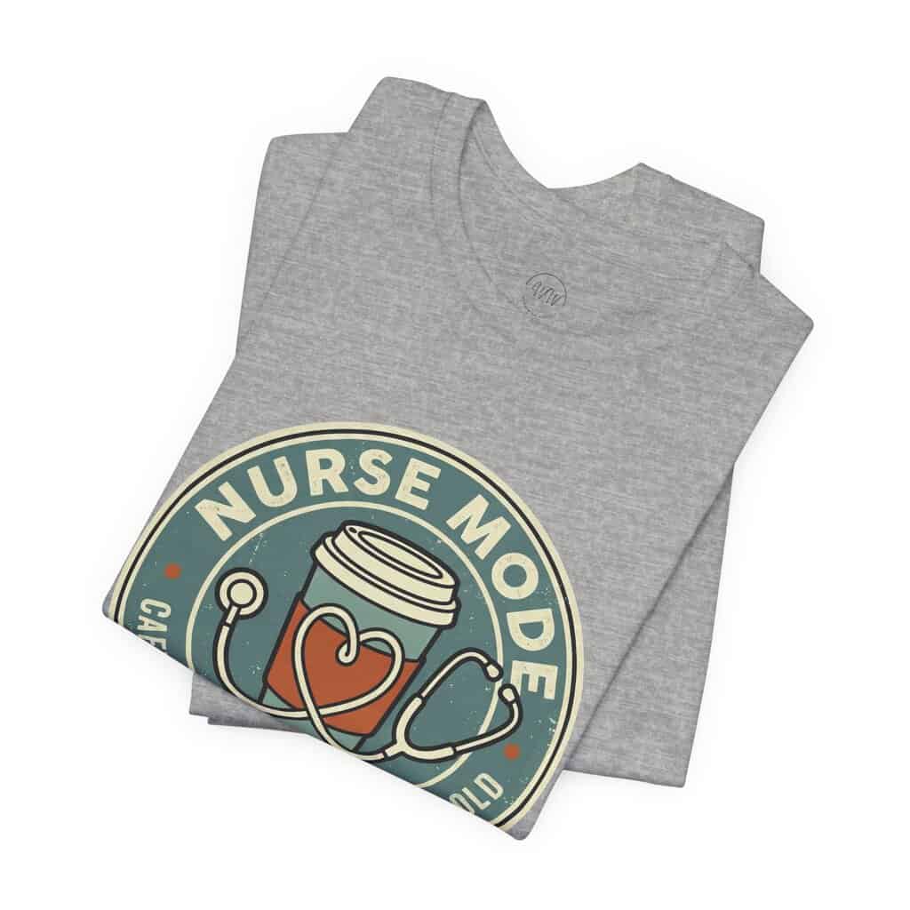 Nurse Mode Bella Canvas 3001 T-Shirt – Caffeine, Scrubs, Heart of Gold Retro Nurse Tee - Image 22