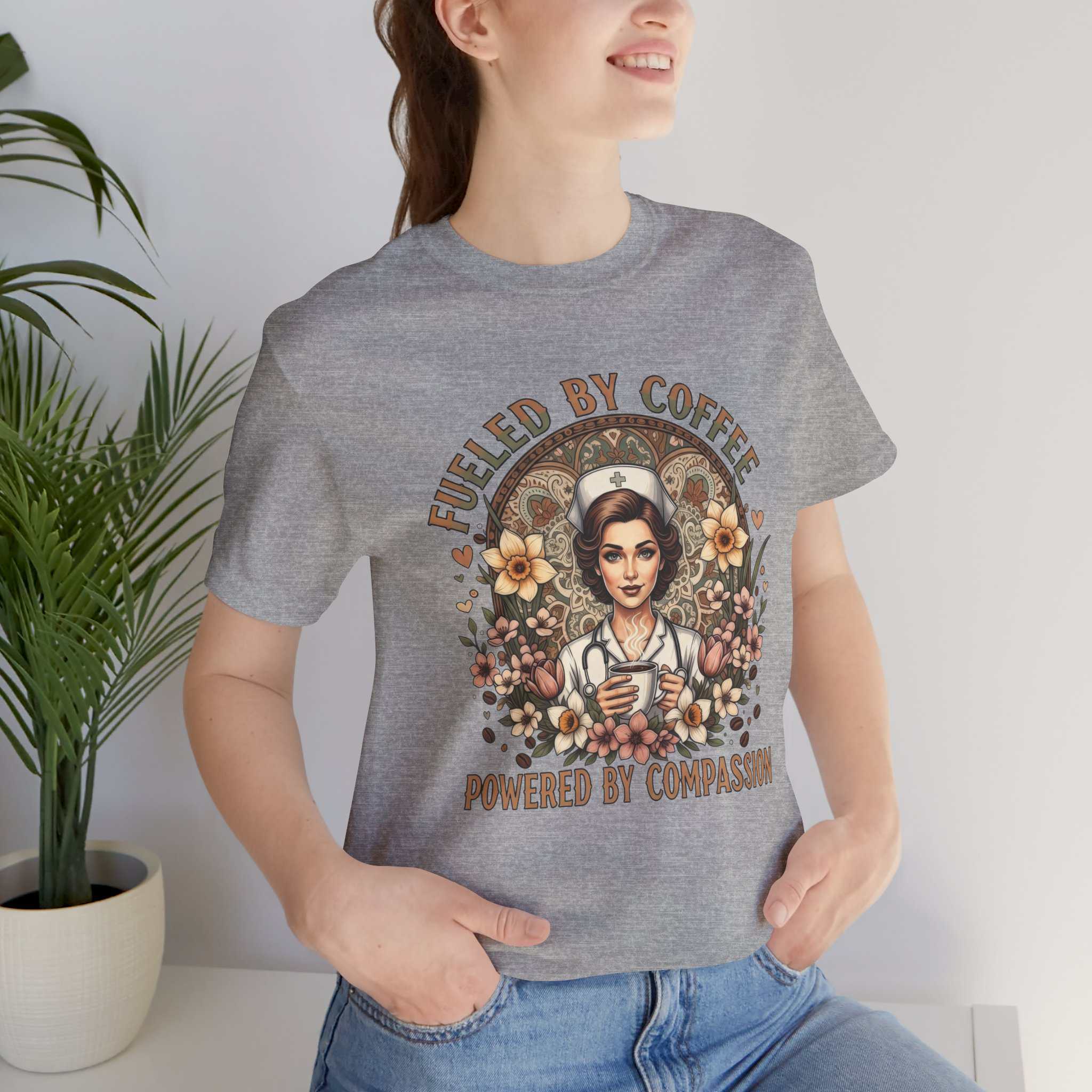 Coffee Nurse Tee — "Fueled by Coffee, Powered by Compassion" Graphic Shirt - Image 16