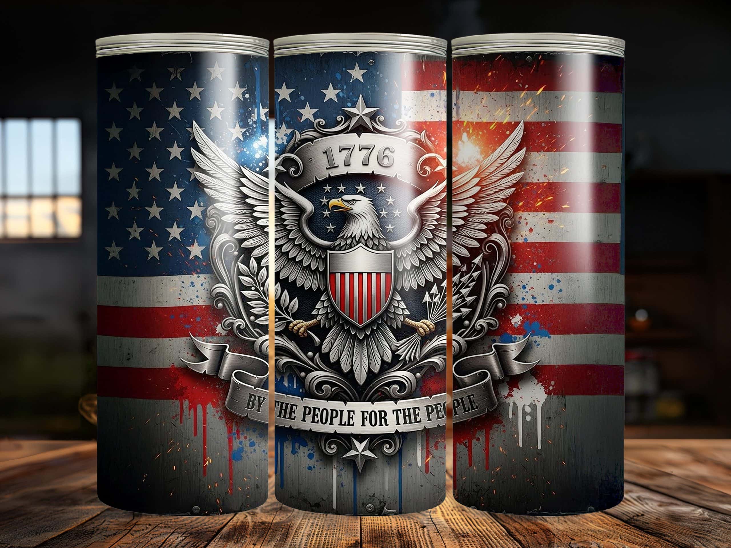 1776 By The People For The People American Patriotic 20 Oz Tumbler