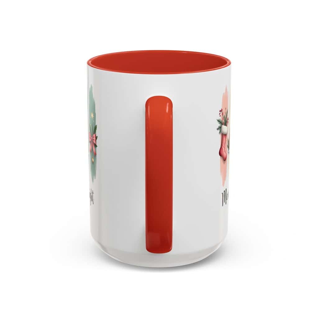 Merry & Bright 15oz Coffee Mug – Pastel Christmas Stocking, Gingerbread & Cocoa Holiday Cup - Image 4