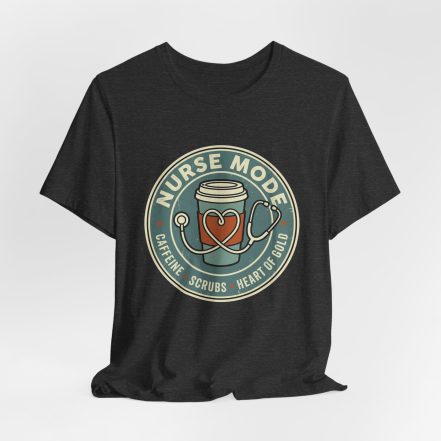 Nurse Mode Bella Canvas 3001 T-Shirt – Caffeine, Scrubs, Heart of Gold Retro Nurse Tee - Image 29