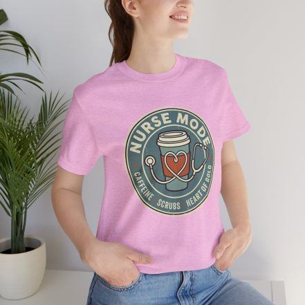 Nurse Mode Bella Canvas 3001 T-Shirt – Caffeine, Scrubs, Heart of Gold Retro Nurse Tee - Image 49
