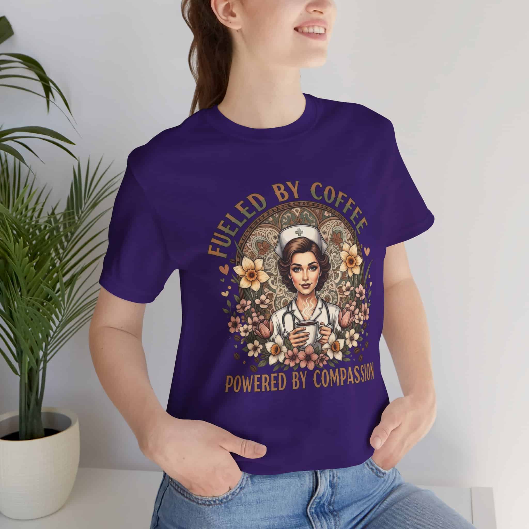 Coffee Nurse Tee — "Fueled by Coffee, Powered by Compassion" Graphic Shirt - Image 31