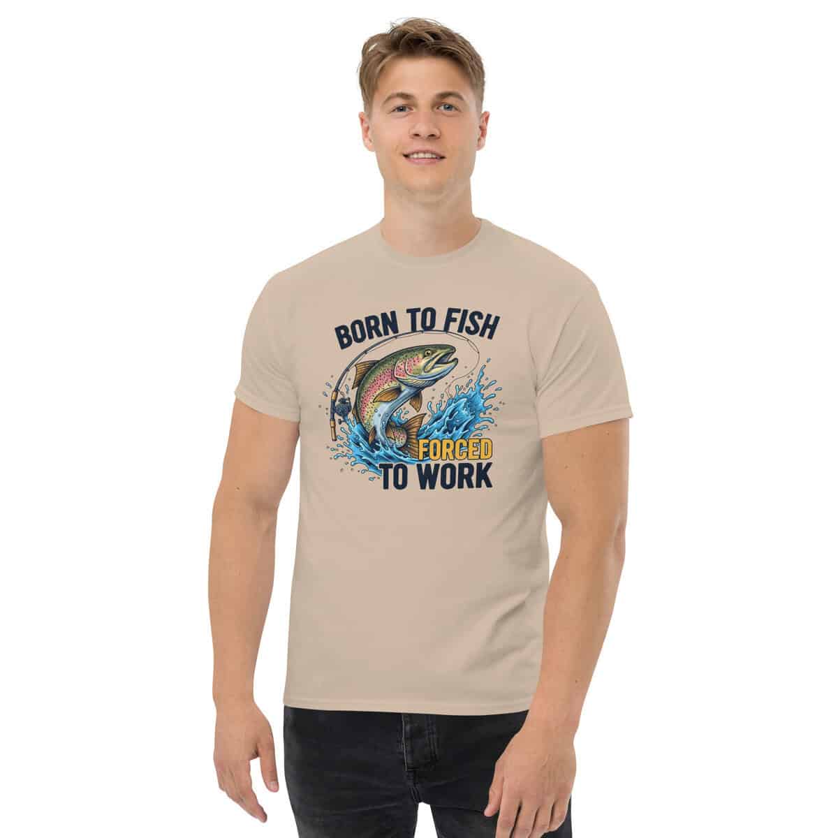 Born To Fish Forced To Work T-Shirt – Funny Fishing Tee for Anglers - Image 7