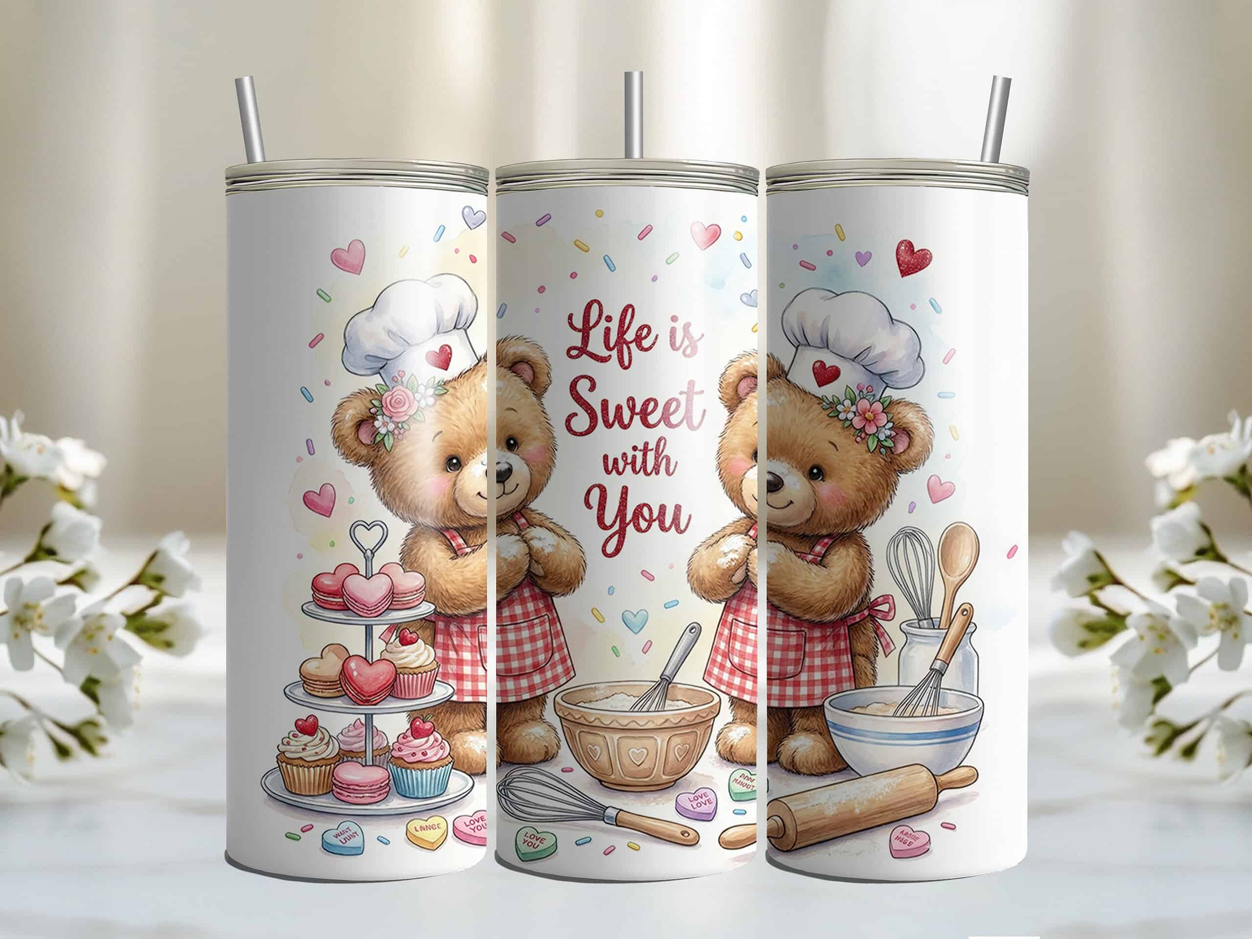 Life Is Sweet With You Valentine Bears 20oz Sublimation Tumbler - Image 4