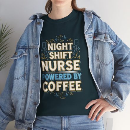 Night Shift Nurse T‑Shirt - Powered by Coffee Graphic Tee - Image 17