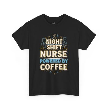 Night Shift Nurse T‑Shirt - Powered by Coffee Graphic Tee - Image 2
