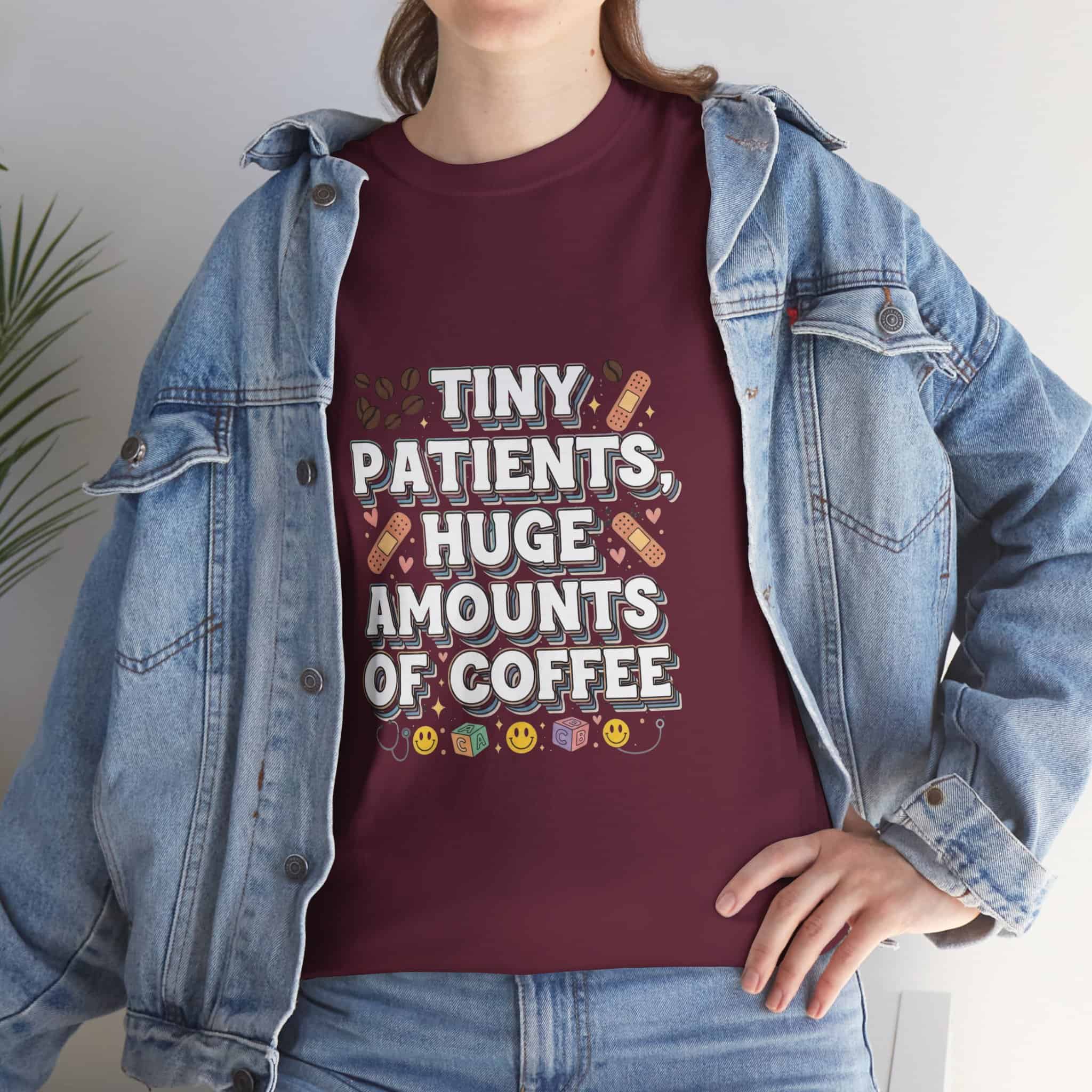 Tiny Patients Huge Amounts of Coffee Pediatric Nurse Tee - Image 9