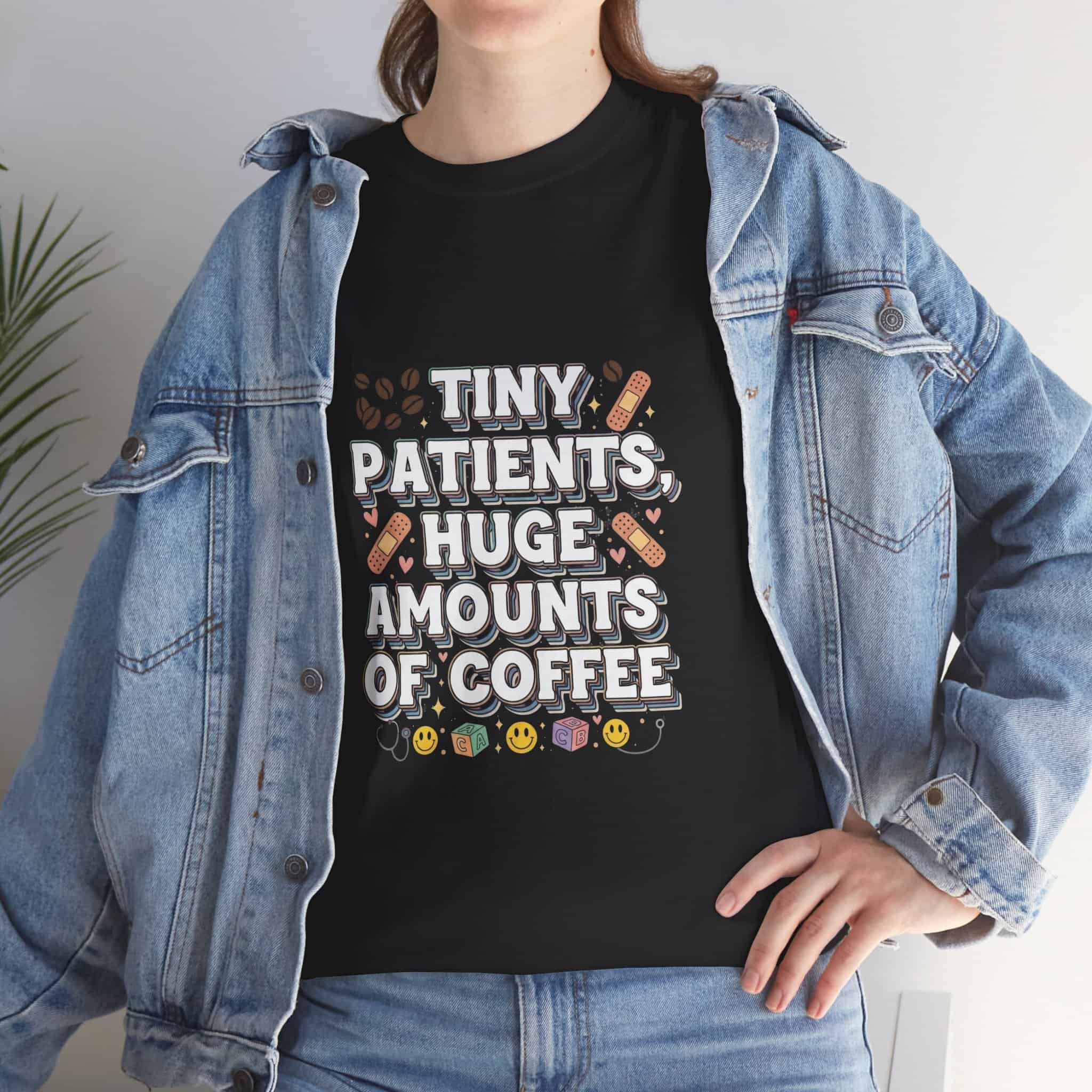 Tiny Patients Huge Amounts of Coffee Pediatric Nurse Tee - Image 4