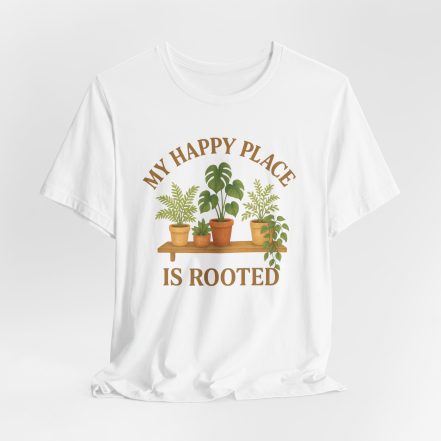Plant Lover T-Shirt – “My Happy Place Is Rooted” Graphic Tee - Image 9