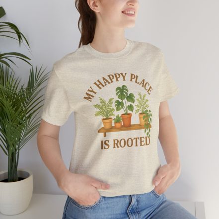 Plant Lover T-Shirt – “My Happy Place Is Rooted” Graphic Tee - Image 26