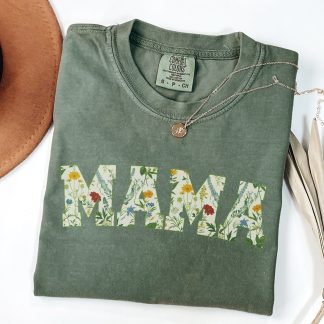 Floral MAMA Shirt, Comfort Colors 1717 T-Shirt,