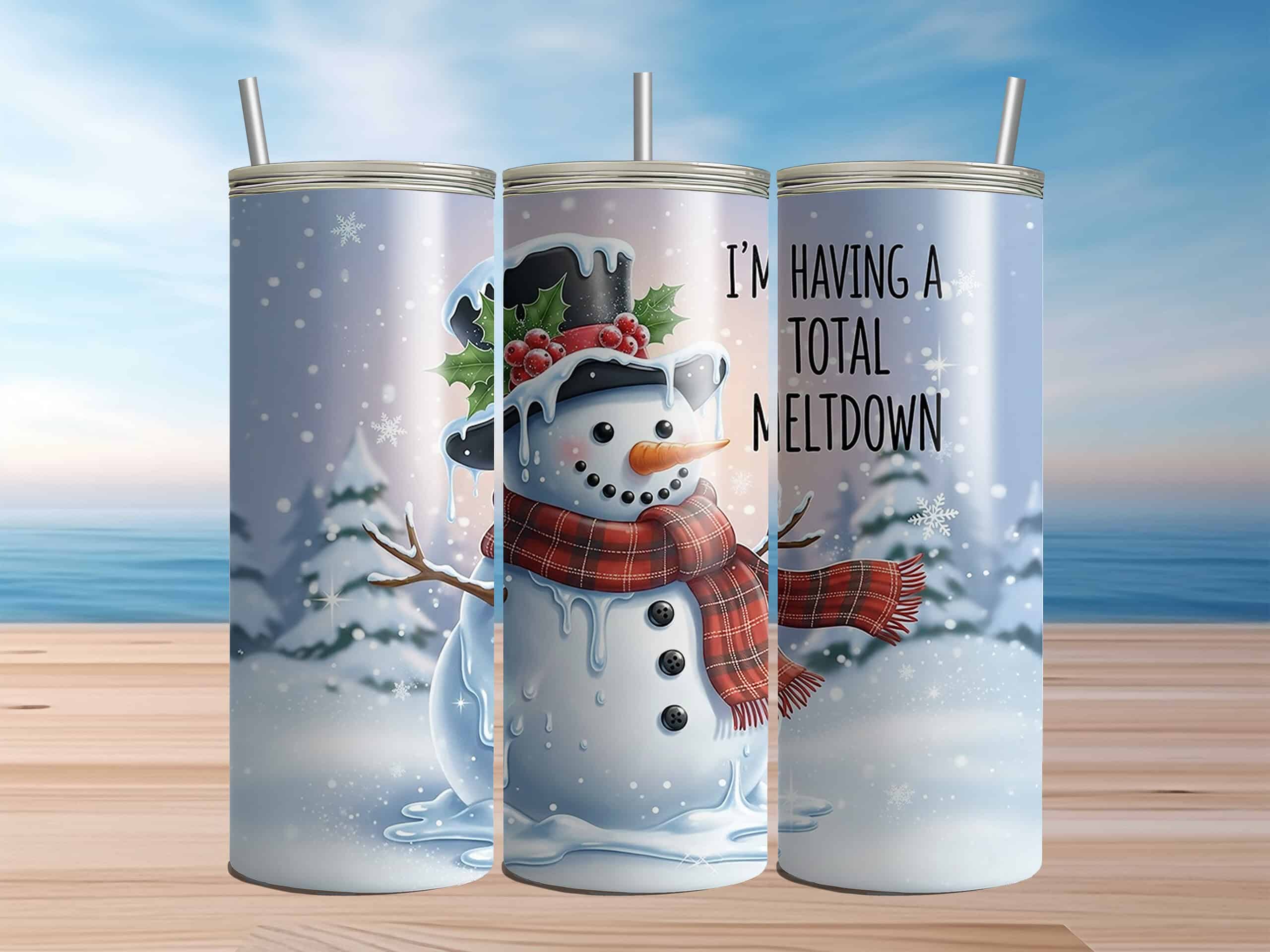 I’m Having a Total Meltdown 20oz Tumbler – Funny Melting Snowman Winter Cup - Image 6