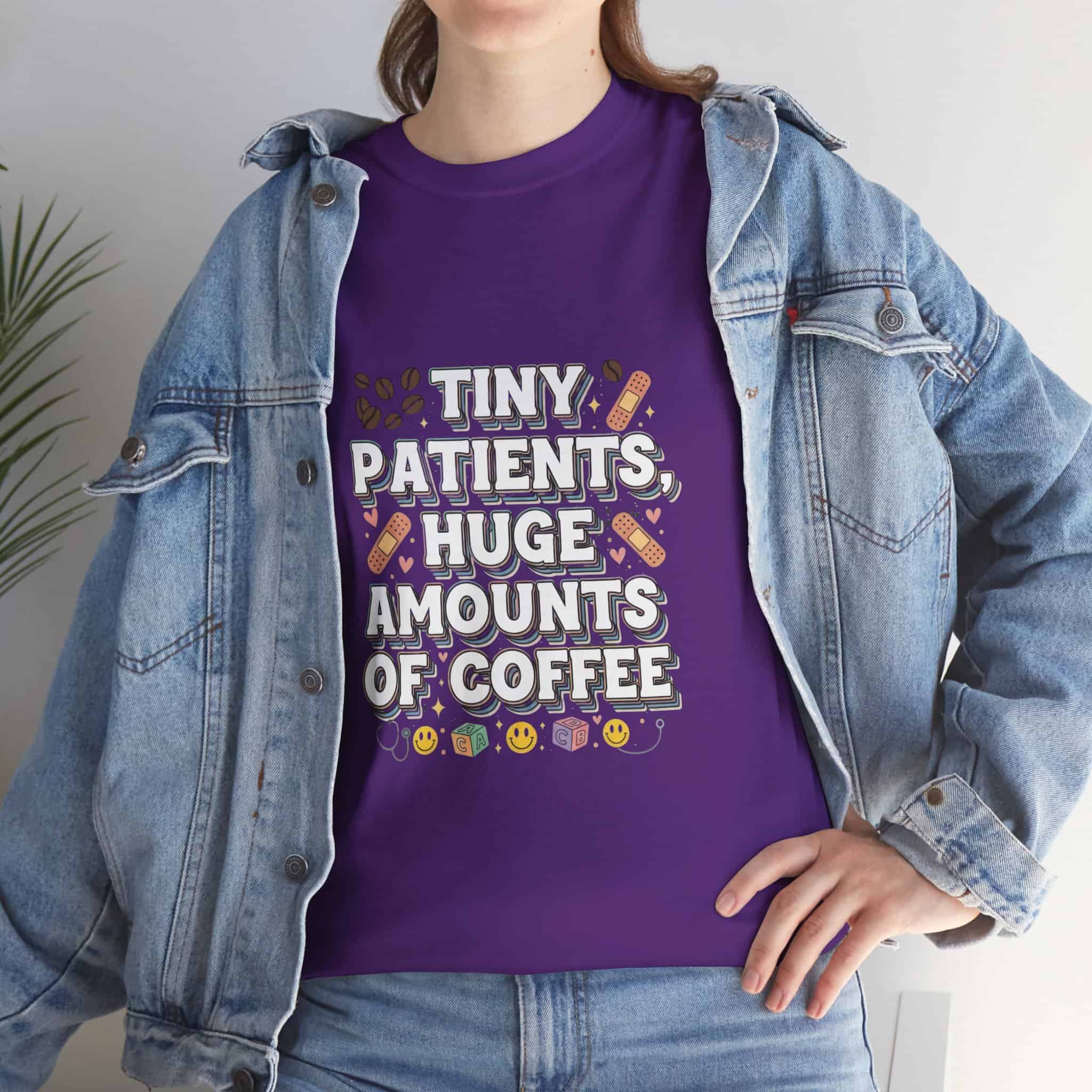 Tiny Patients Huge Amounts of Coffee Pediatric Nurse Tee - Image 29
