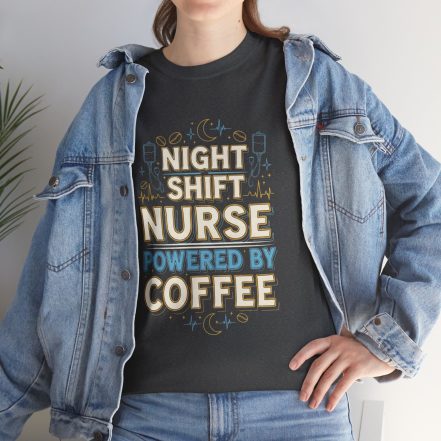 Night Shift Nurse T‑Shirt - Powered by Coffee Graphic Tee - Image 13