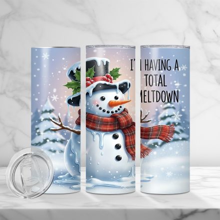 I’m Having a Total Meltdown 20oz Tumbler – Funny Melting Snowman Winter Cup - Image 3