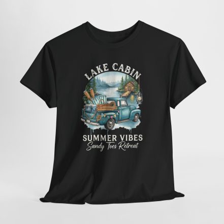 Lake Cabin Summer Vibes Tee — Vintage Truck Lakeside Retreat Shirt - Image 2