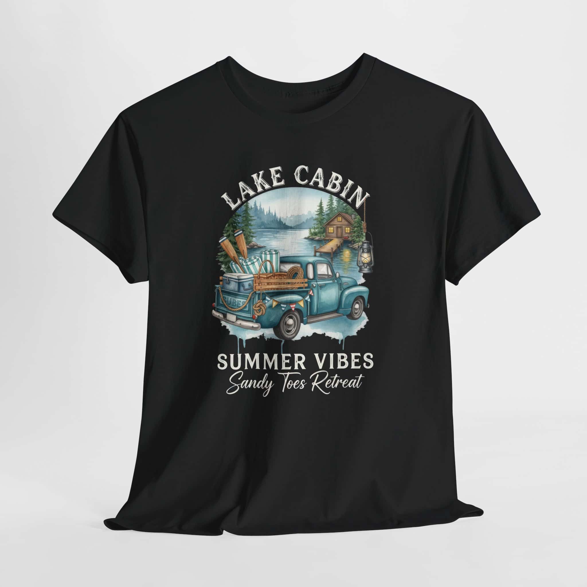 Lake Cabin Summer Vibes Tee — Vintage Truck Lakeside Retreat Shirt - Image 2