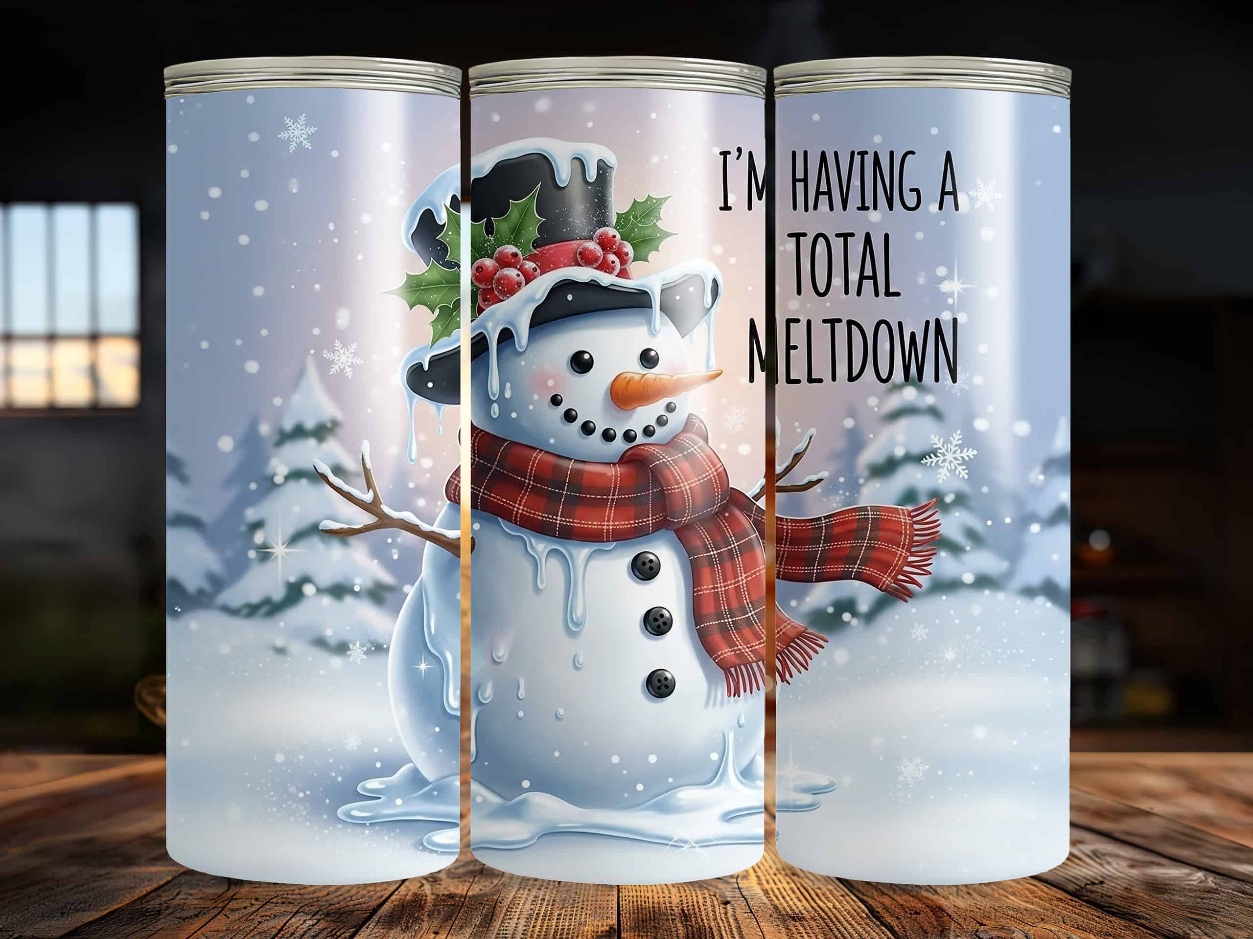 I’m Having a Total Meltdown 20oz Tumbler – Funny Melting Snowman Winter Cup