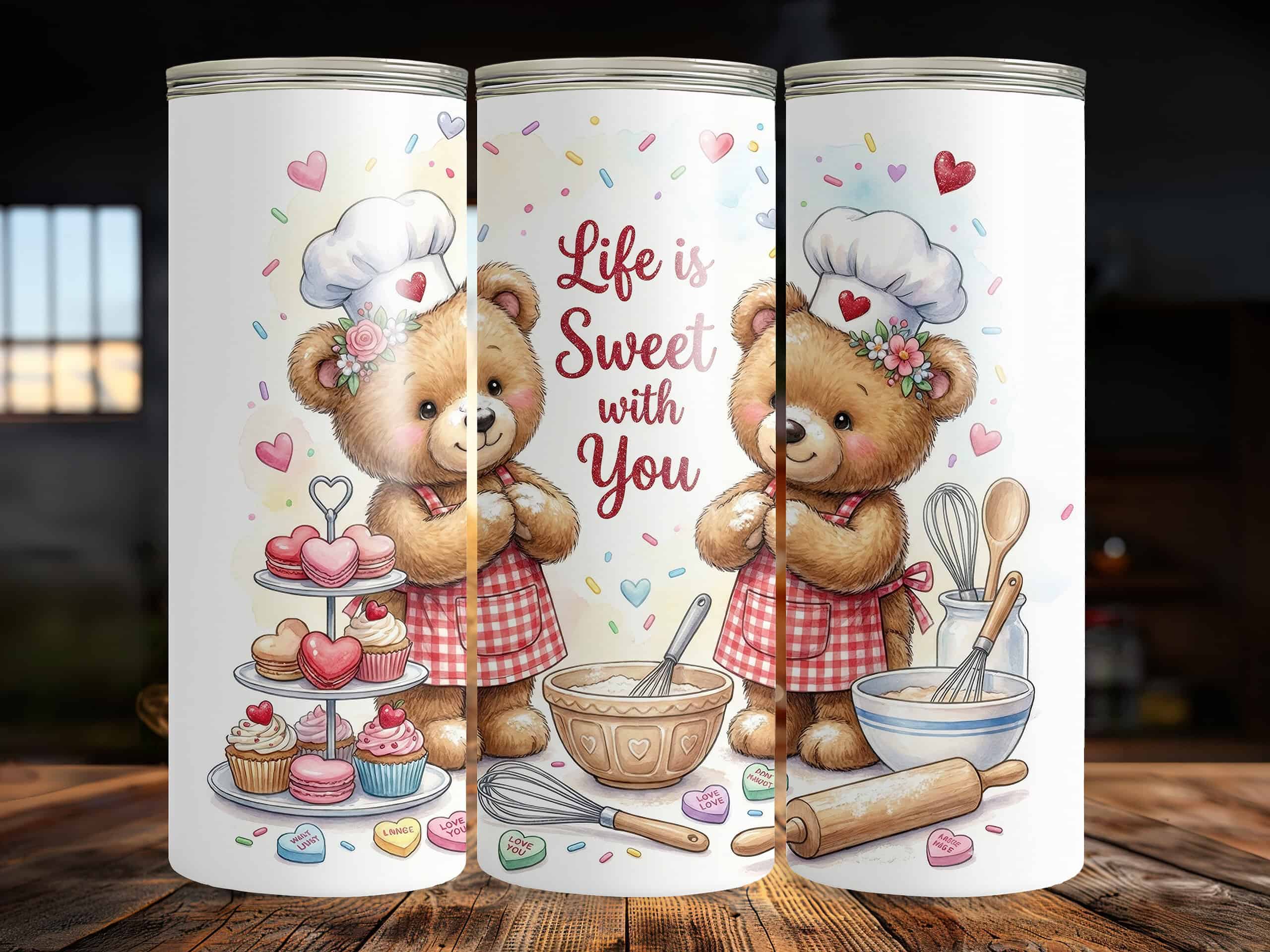 Life Is Sweet With You Valentine Bears 20oz Sublimation Tumbler - Image 3