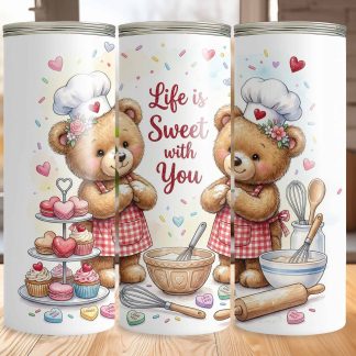 Life Is Sweet With You Valentine Bears 20oz Sublimation Tumbler
